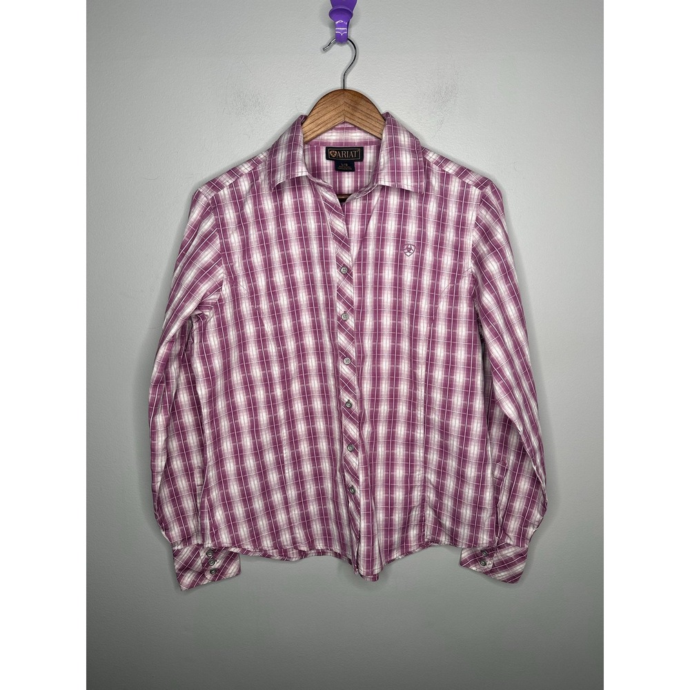 Ariat Womens Large Button Down Long Sleeve Western Workshirt Mauve Pink